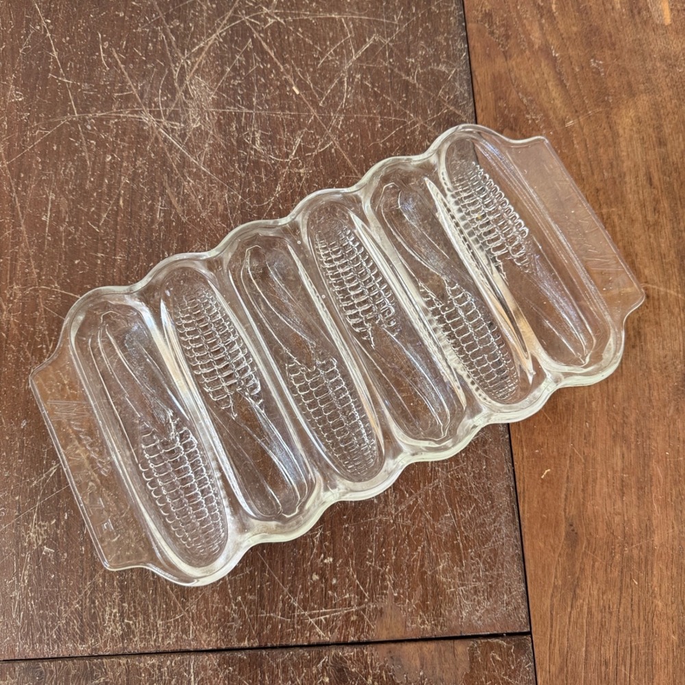 Vintage Glass Miracle Maize Corn Stick‎ Pan Tray 6 Cob Design Serving Dish